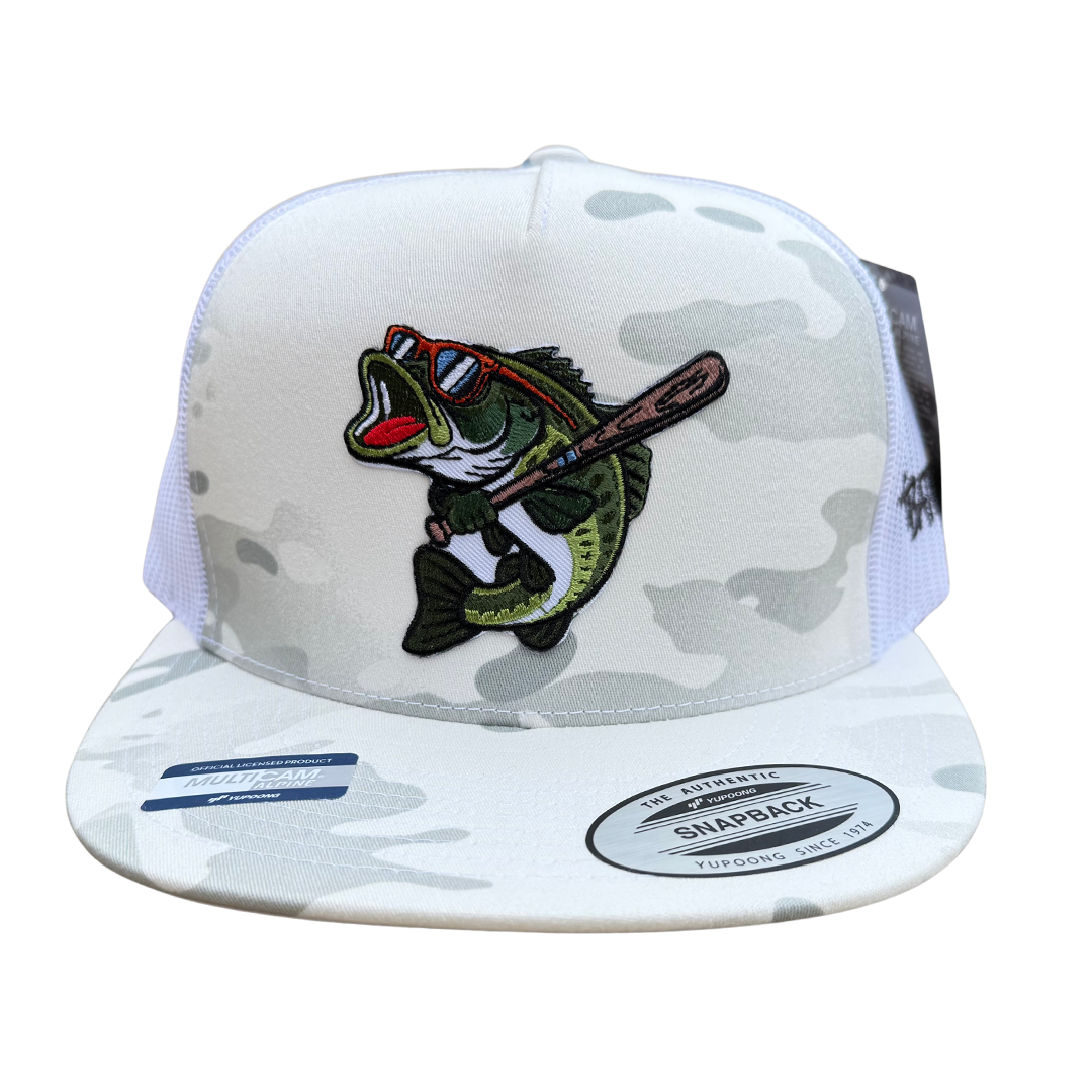 BatWrapz "Baseball Bass" Hat Snap Back - White Camo