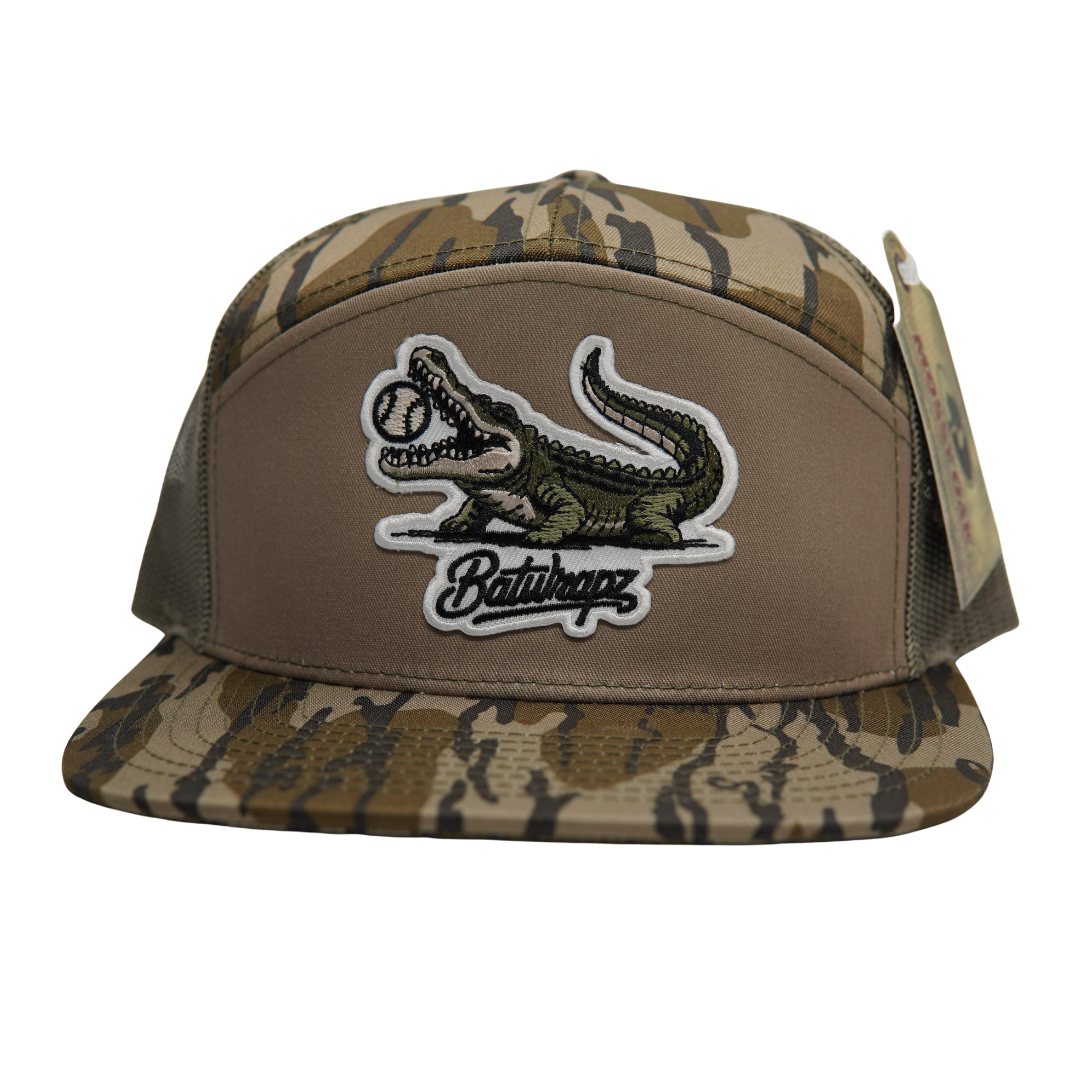 BatWrapz "Diamond Gator" 7 Panel Flat Bill Snap Back Hat - Bottomland