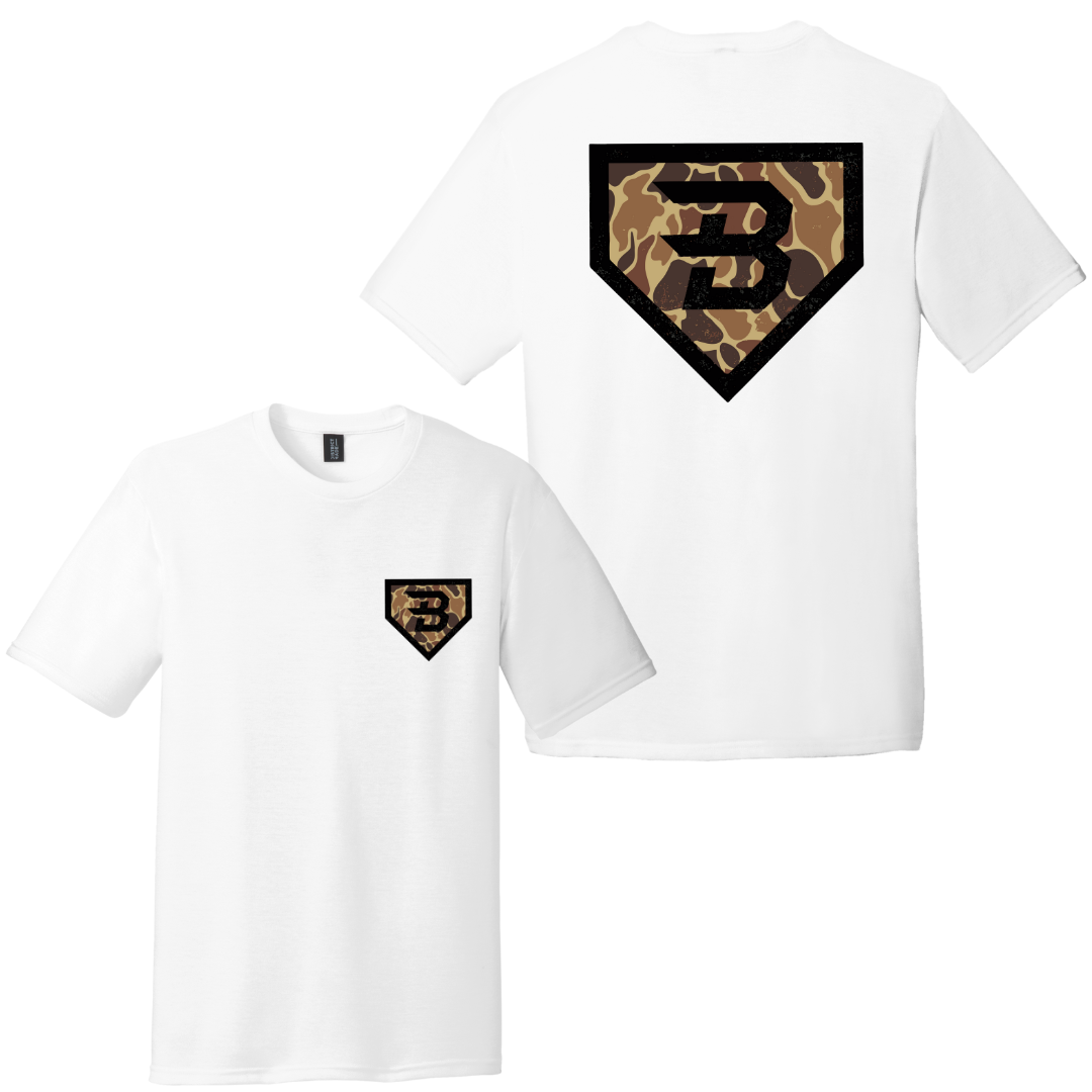 BatWrapz Baseball Vintage Camo Logo Youth T-Shirt - White