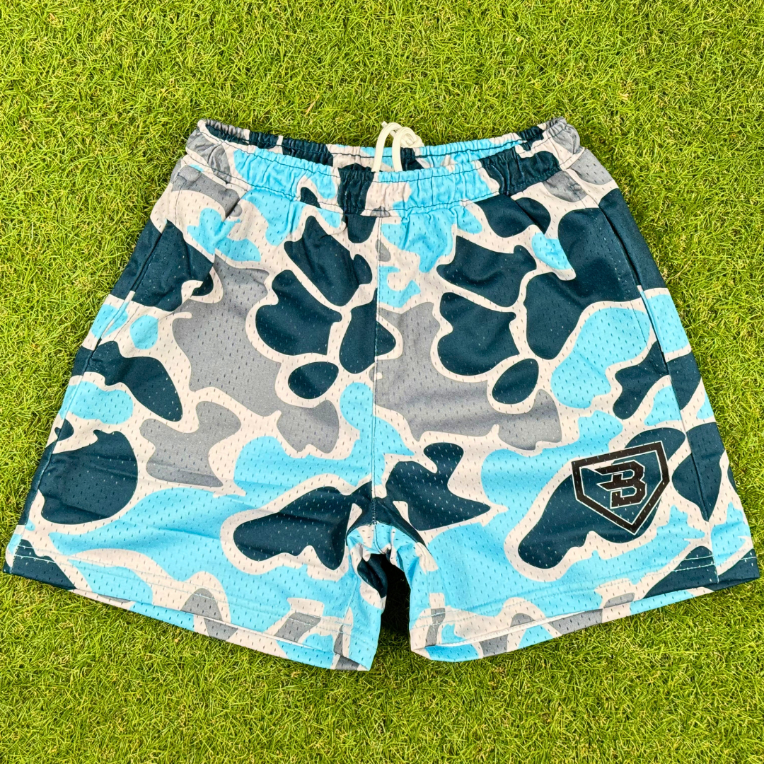 BatWrapz Blue Duck Camo Training Shorts - Youth