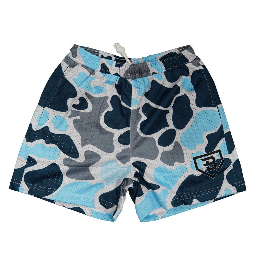BatWrapz Blue Duck Camo Training Shorts - Youth