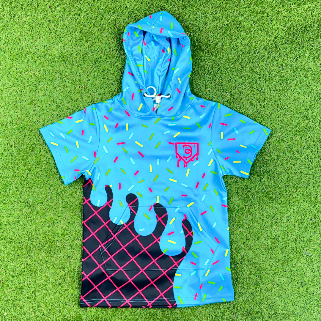 BatWrapz Baseball Ice Cream Short Sleeve Training Hoodie Youth - Blue