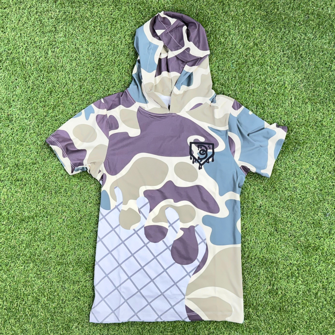 BatWrapz Baseball Camo Ice Cream Short Sleeve Performance Hoodie - Youth