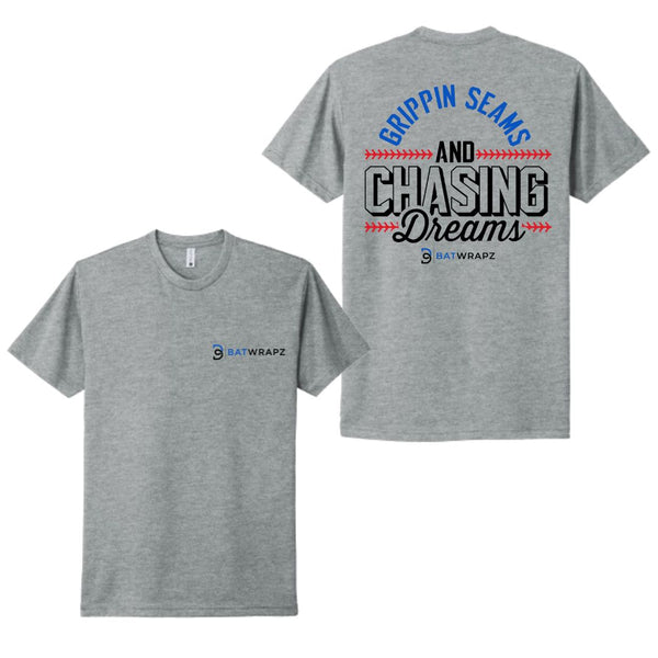 BatWrapz "Grippin Seams and Chasing Dreams" Adult Tee - Heather Gray