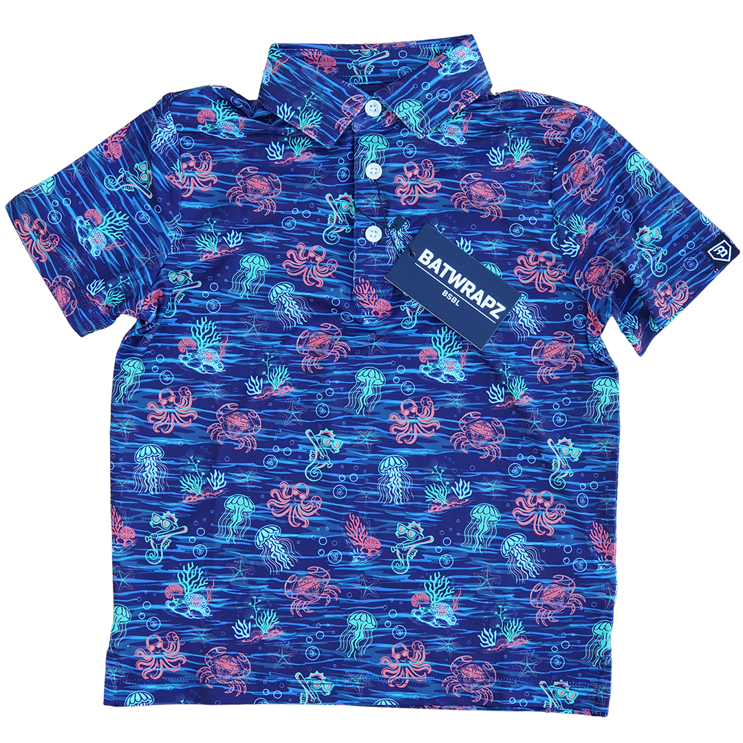 BatWrapz Deep Sea Dingers Short Sleeve Performance Polo - Youth
