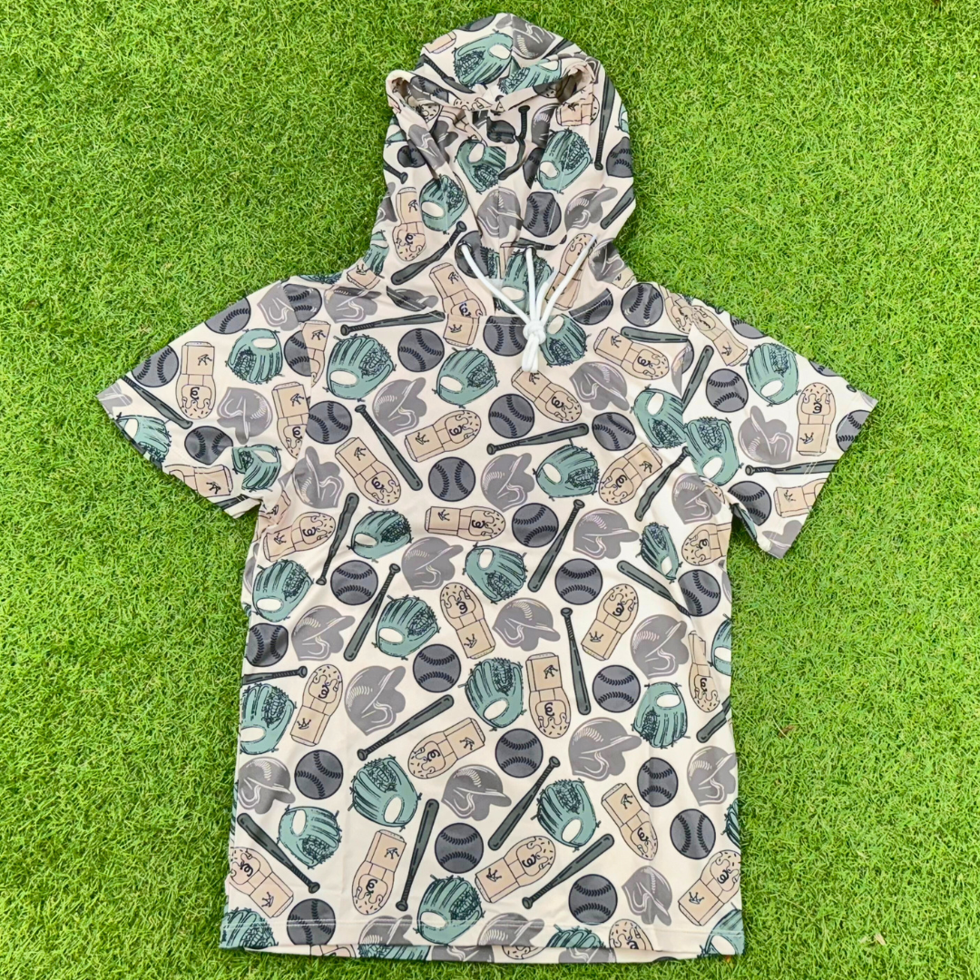 BatWrapz Baseball Diamond Camo Short Sleeve Performance Hoodie - Youth