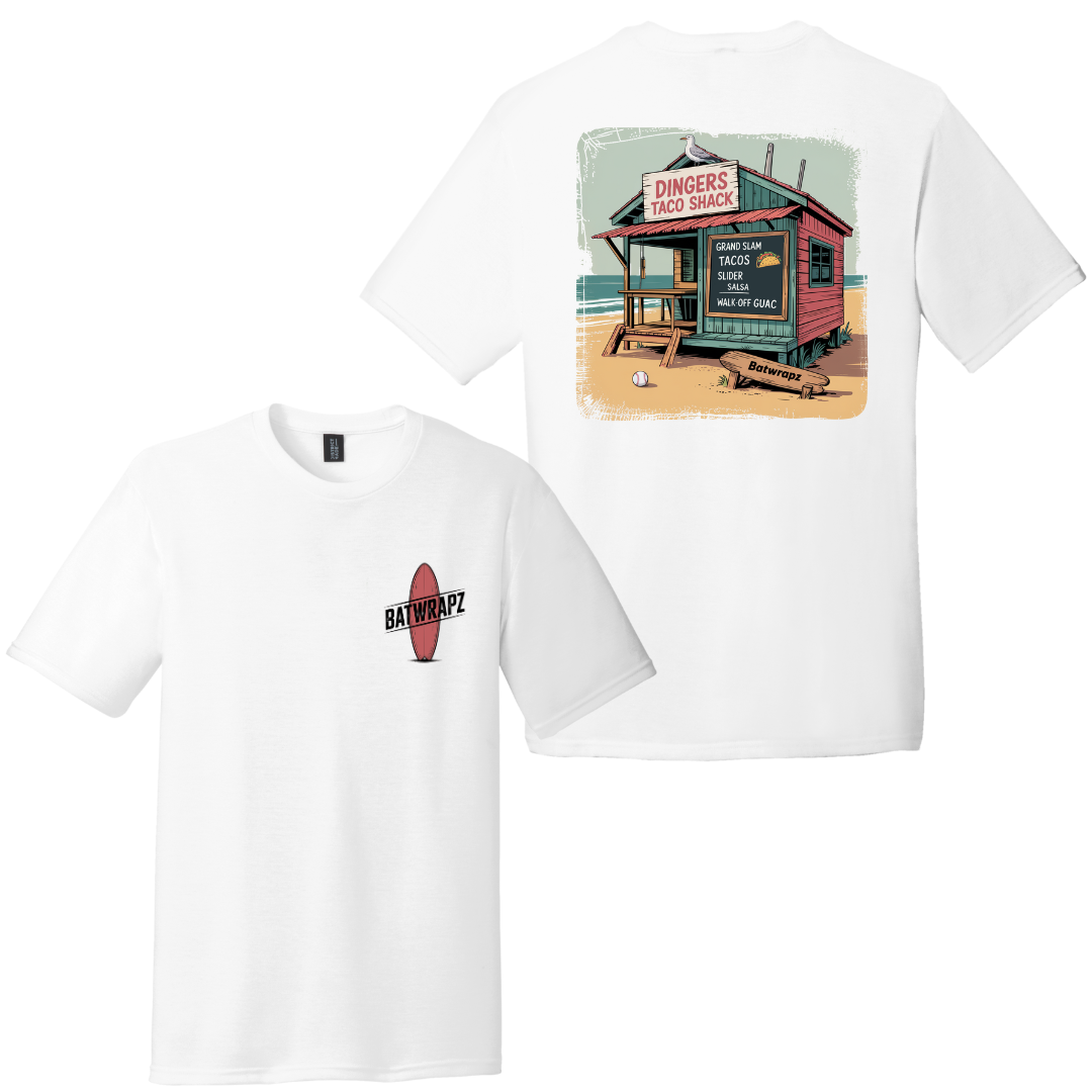 BatWrapz Baseball Dingers Taco Shack Youth T-Shirt - White