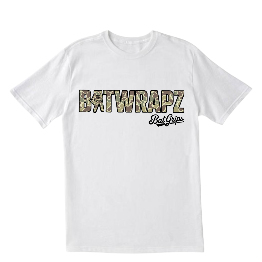BatWrapz Bat Grips Duck Camo Logo Youth T-Shirt - White