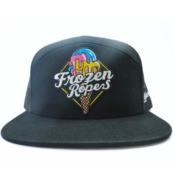 BatWrapz "Frozen Ropes" 7 Panel Flat Bill Snap Back Hat - Black