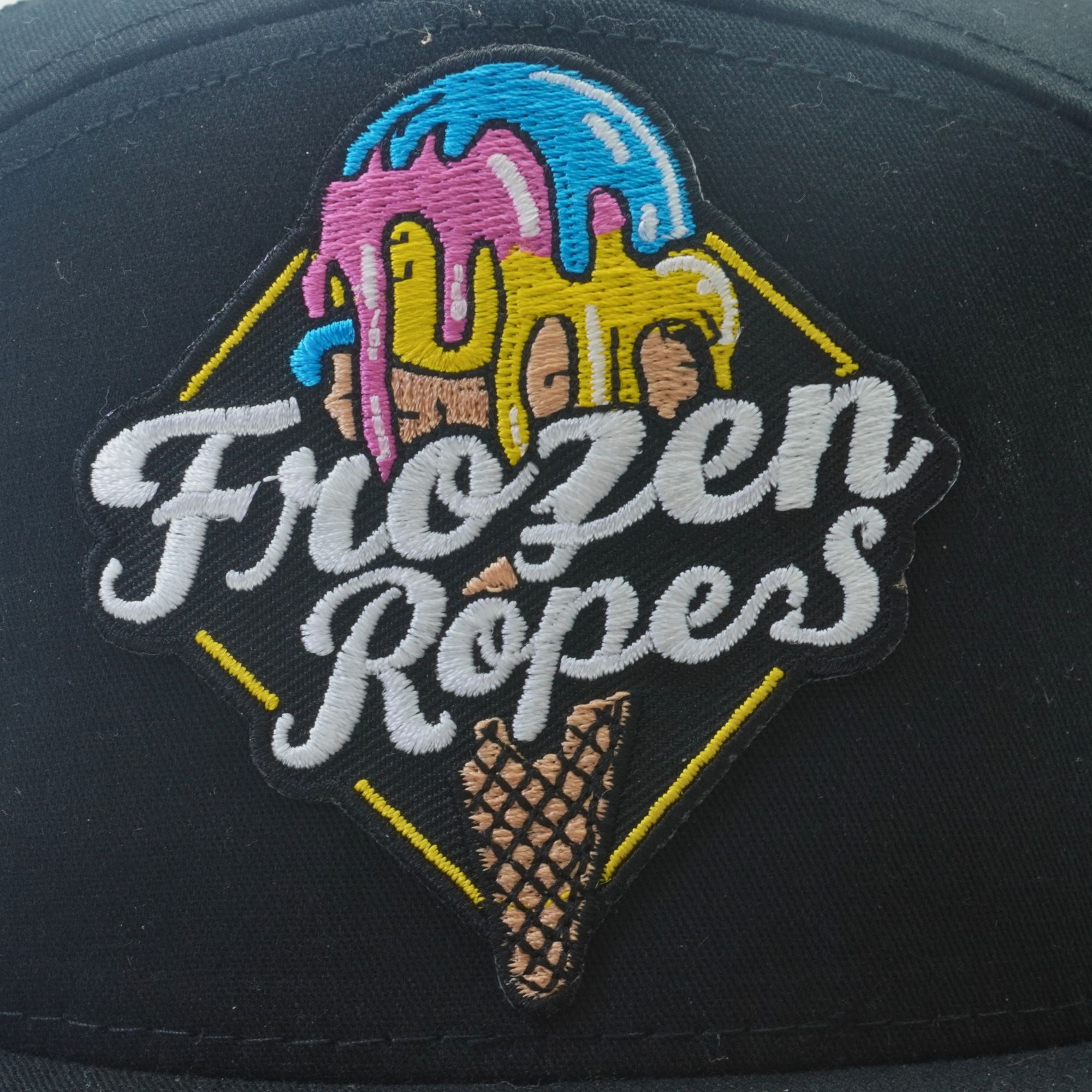 BatWrapz "Frozen Ropes" 7 Panel Flat Bill Snap Back Hat - Black