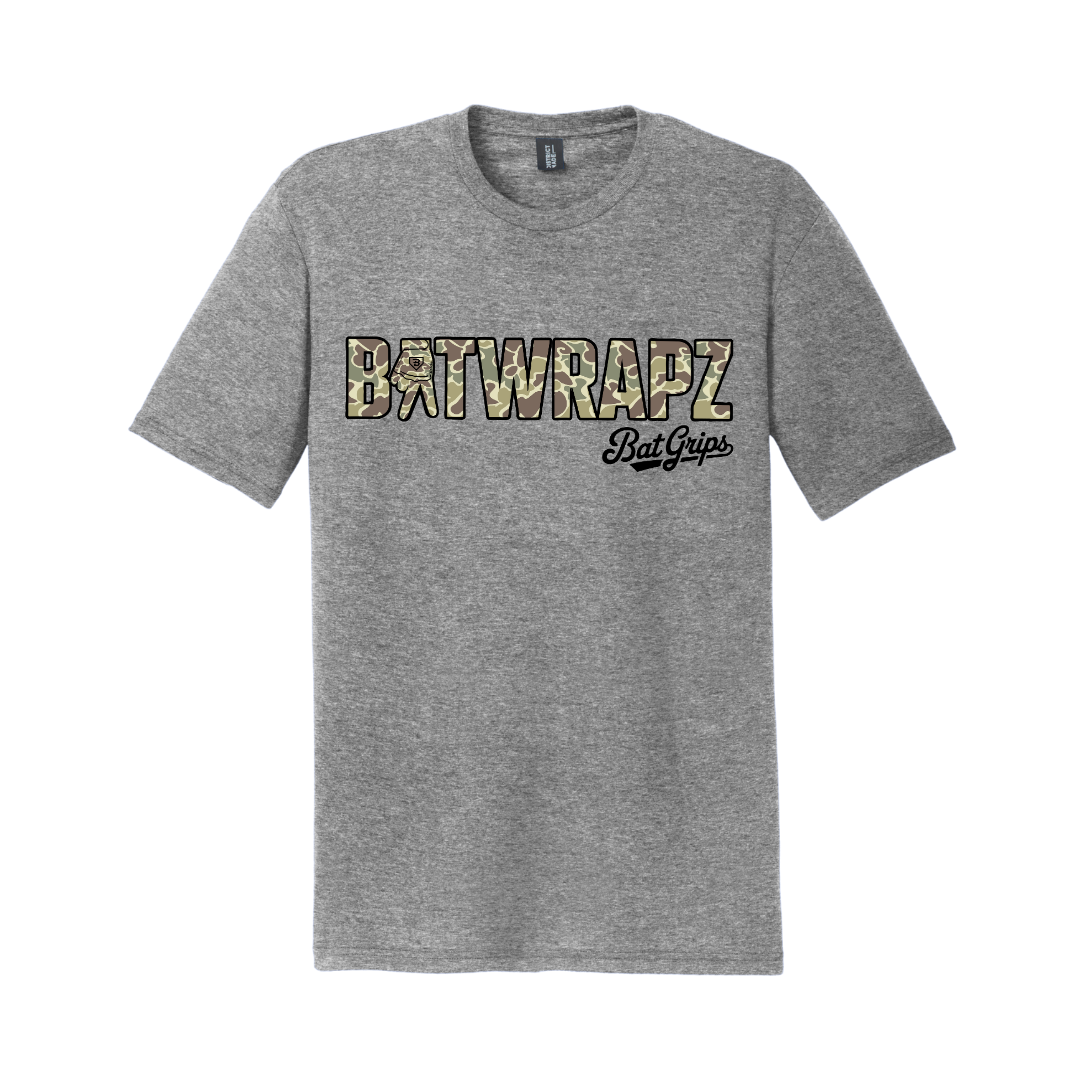 BatWrapz Bat Grips Duck Camo Logo Youth T-Shirt - Gray