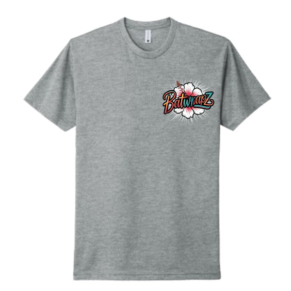 BatWrapz "Baseball Hibiscus" Youth Tee - Heather Gray