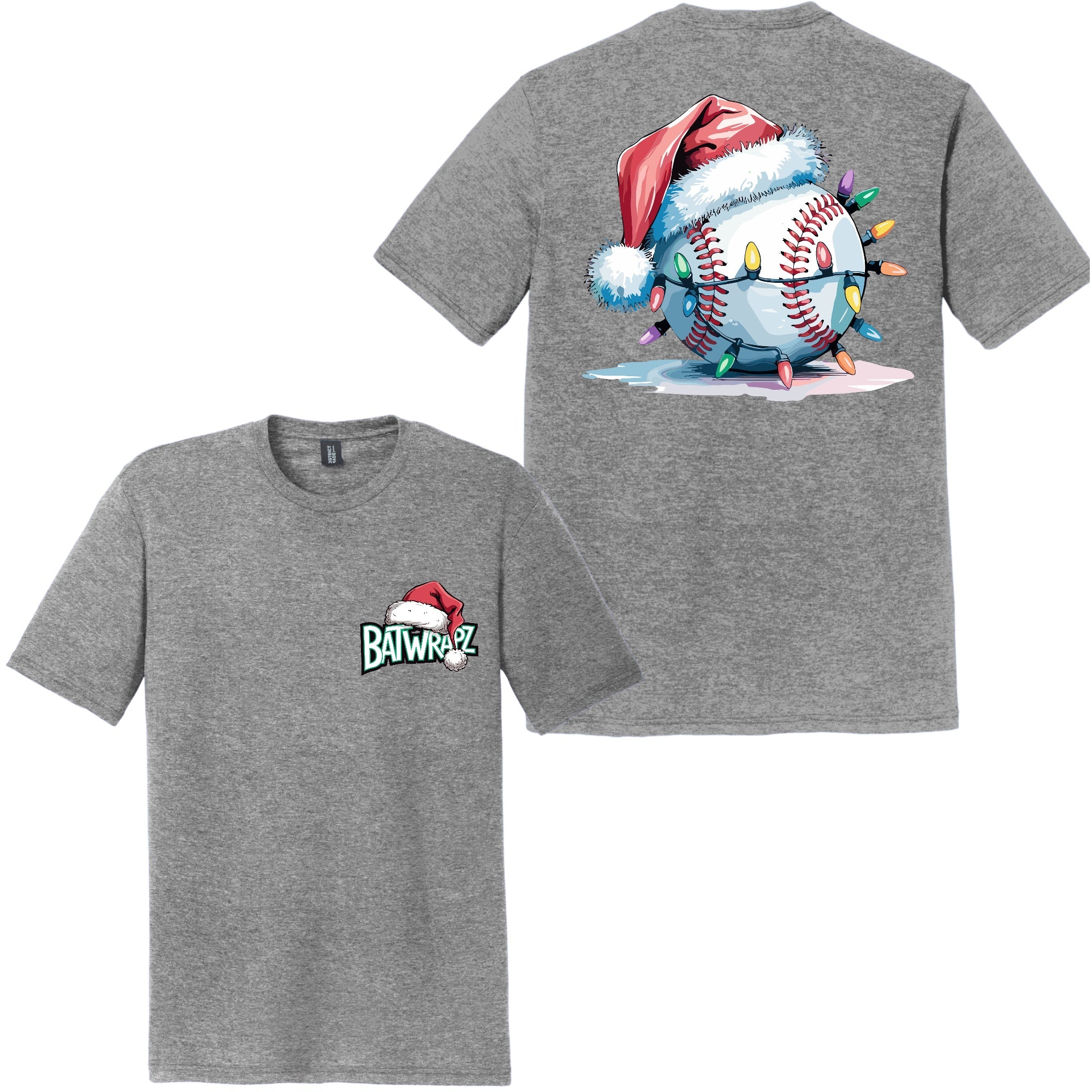 BatWrapz "Baseball Christmas" Youth Tee - Gray