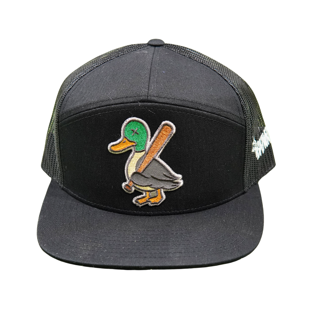 BatWrapz Baseball Quackz Hat 7 Panel Snap Back - Black