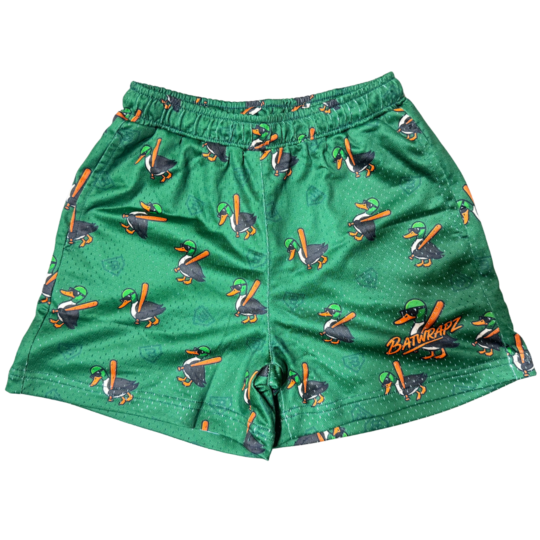 BatWrapz Quackz Training Shorts Green - Youth