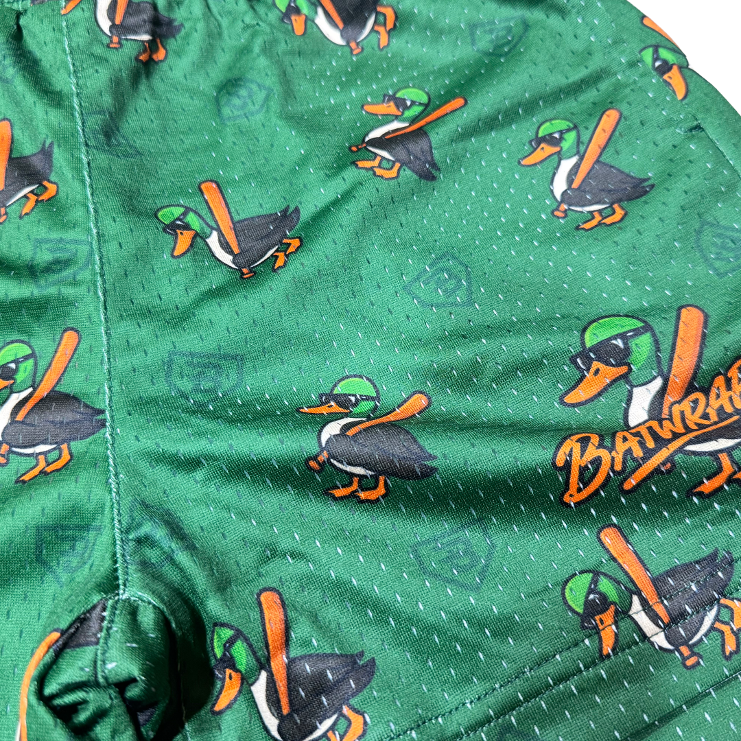 BatWrapz Quackz Training Shorts Green - Youth