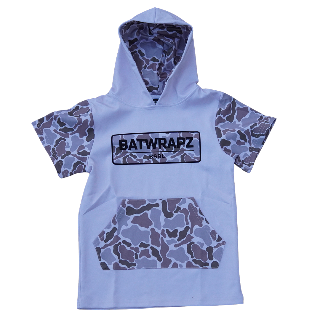 BatWrapz BSBL Duck Camo Short Sleeve Training Hoodie Youth - Sandstone
