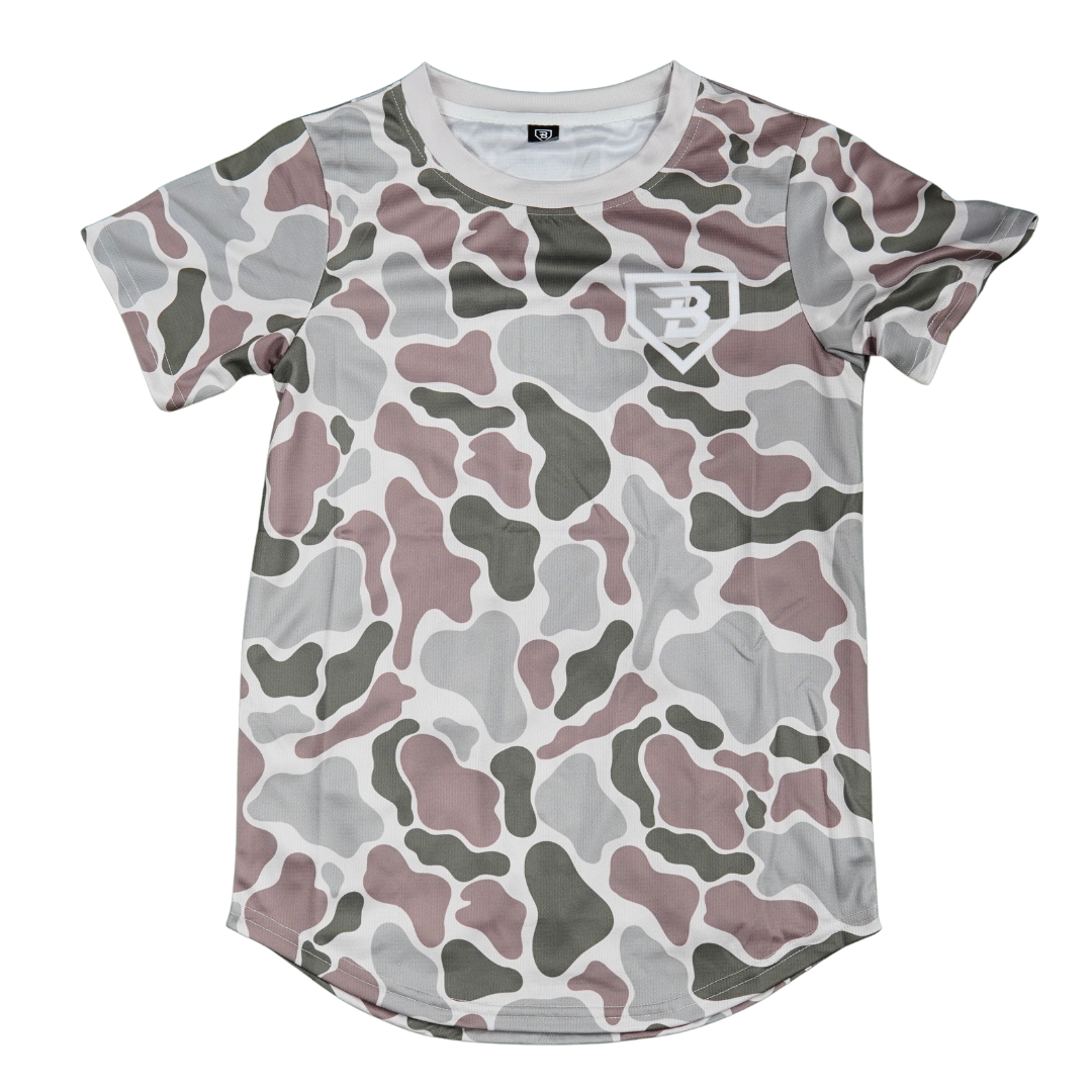 BatWrapz Baseball Short Sleeve Training Tee Sandstone Duck Camo - Youth