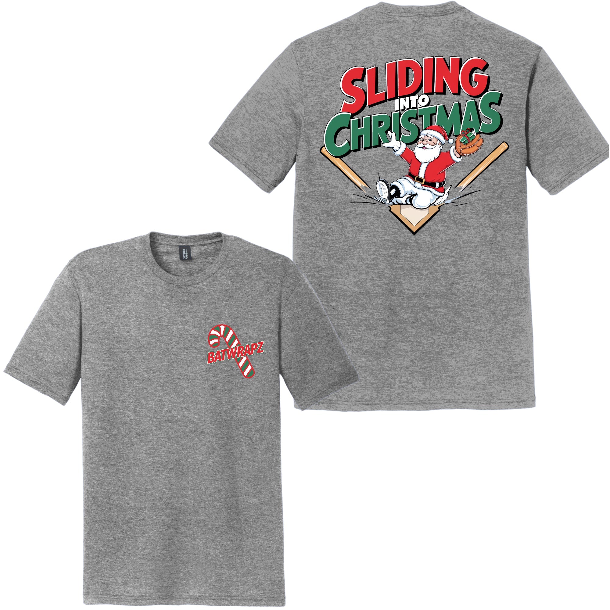 BatWrapz "Sliding Into Christmas" Youth Tee - Gray