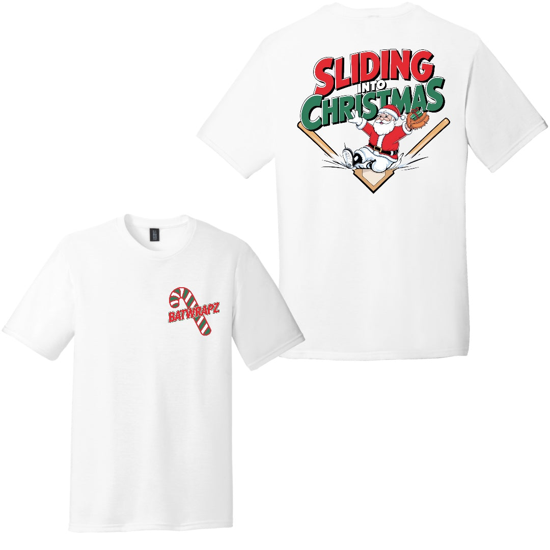 BatWrapz "Sliding Into Christmas" Youth Tee - White