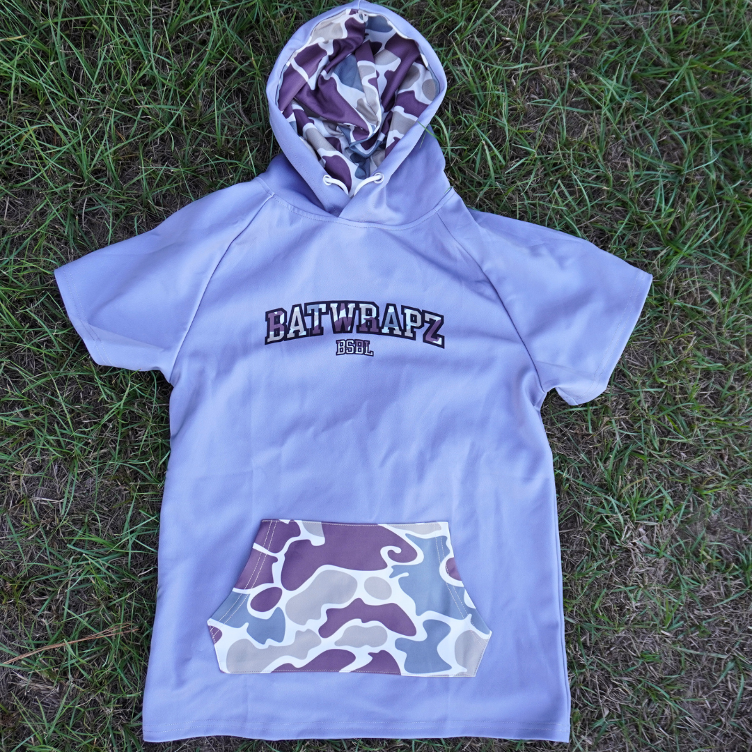 BatWrapz Duck Camo Short Sleeve Training Hoodie Youth - Gray