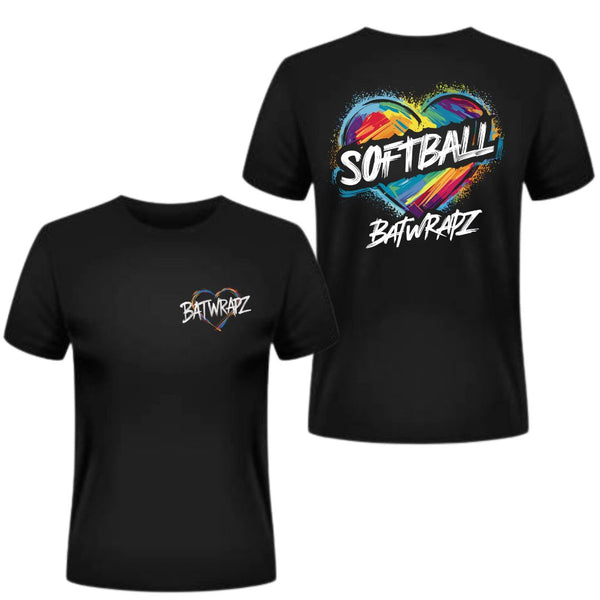 BatWrapz "Softball Heart" Youth Tee - Black