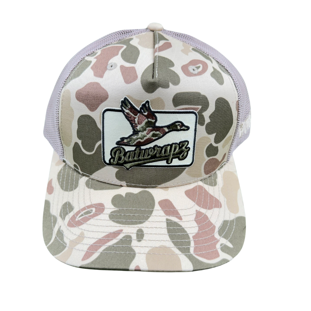 BatWrapz Baseball Duck Patch Hat 5 Panel Snap Back - Tan Duck Camo