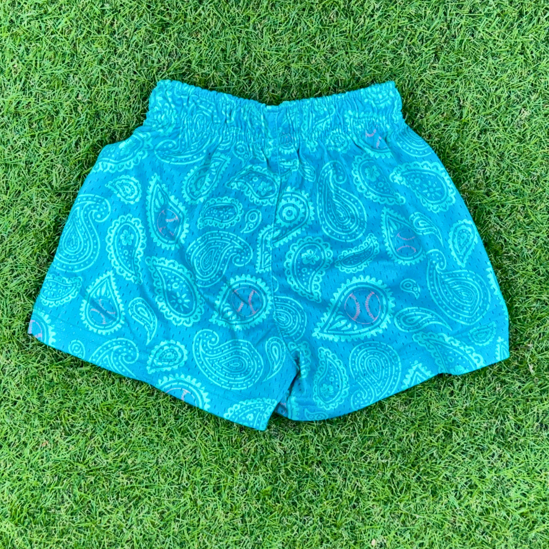BatWrapz Teal Paisley Baseball Training Shorts - Toddler