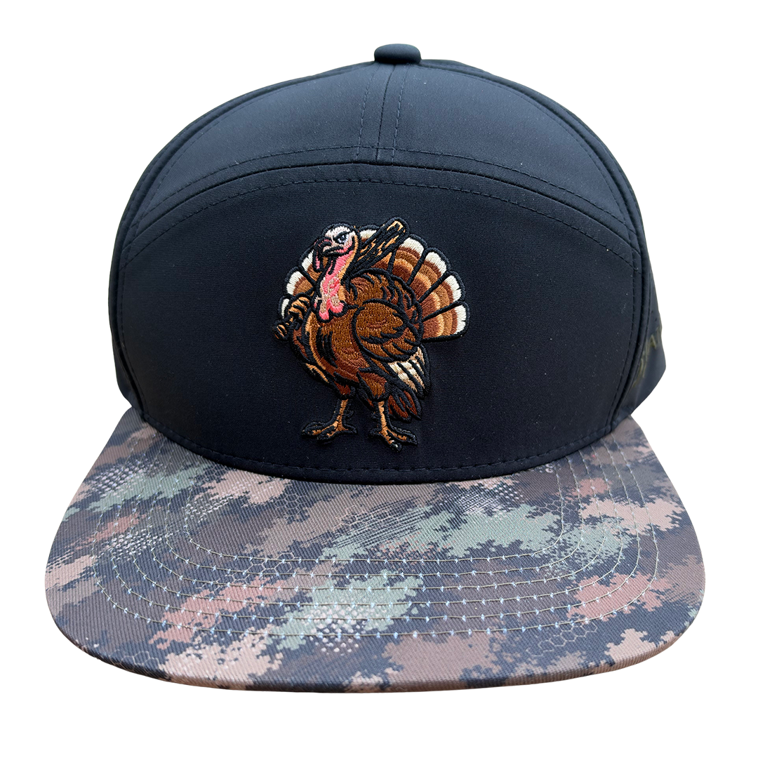 BatWrapz "Turkey" Hat 7 Panel Snap Back - Black Backwater Camo