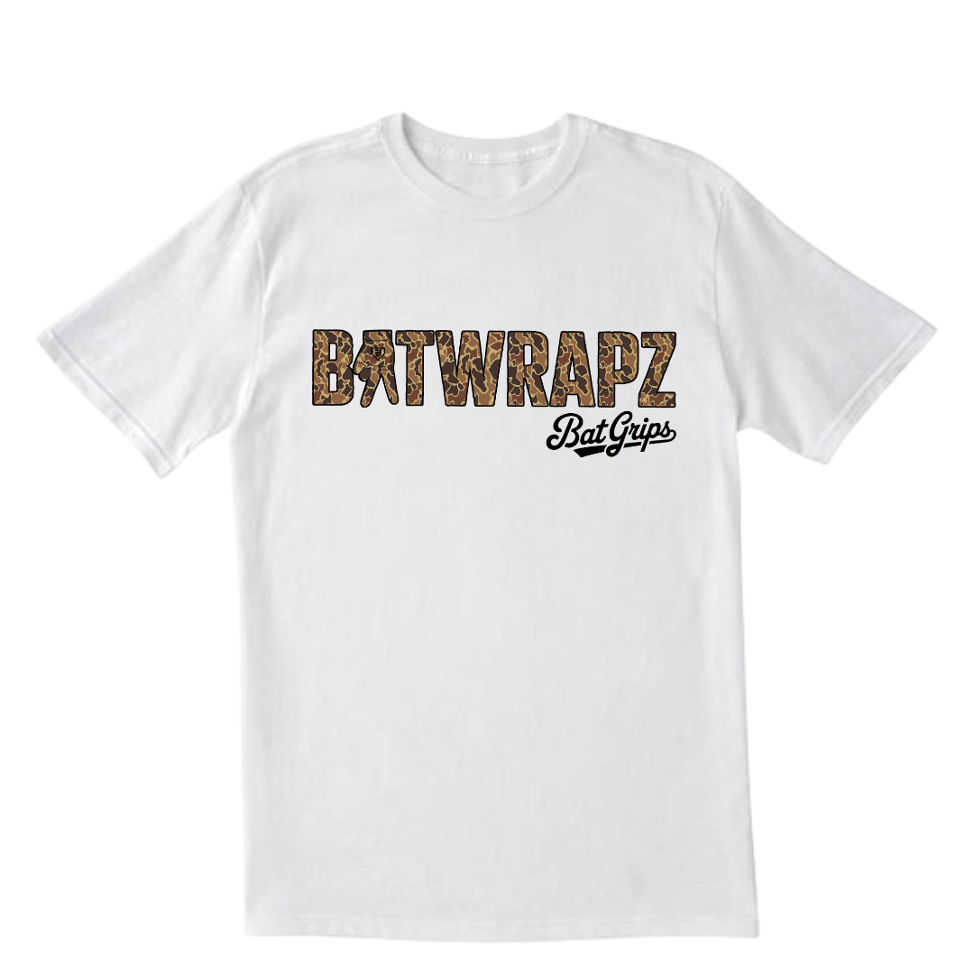 BatWrapz Bat Grips Vintage Camo Logo Youth T-Shirt - White